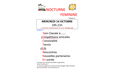 Nocturne féminine Mercredi 14 octobre